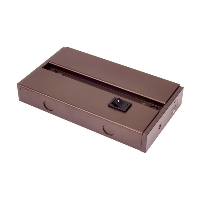 LED 2 & 3 Complete Undercabinet Hardwire box with On/Off rocker switch in dark bronze