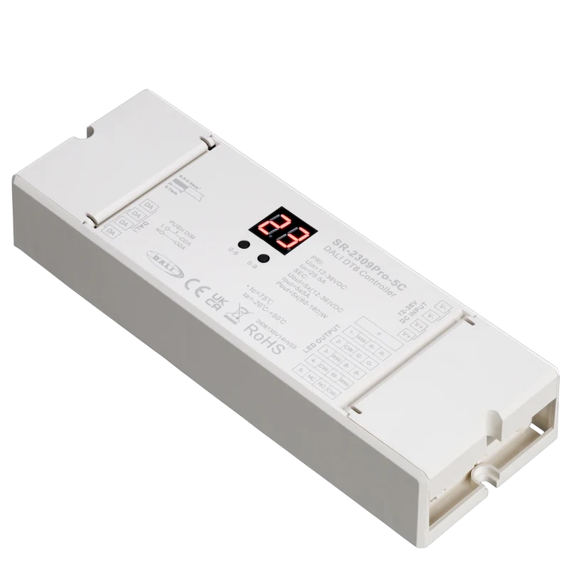 DALI DT6 & DT8 5-Channel 12-36VDC CV LED Decoder (5CH x 5A)