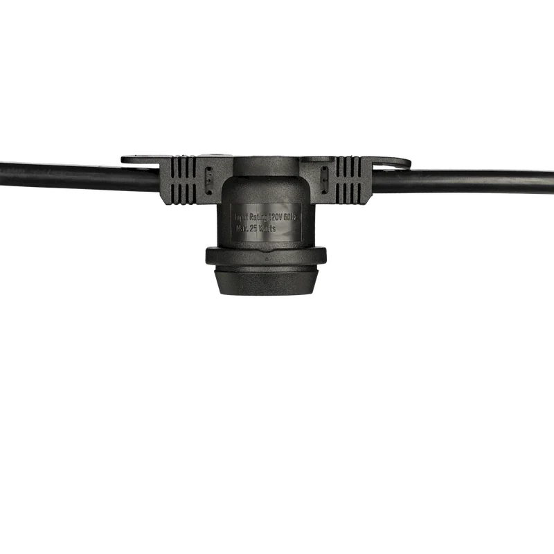 LS2 Commercial Grade Light String, 24 E26 Non-Suspended Sockets, 48ft, Black