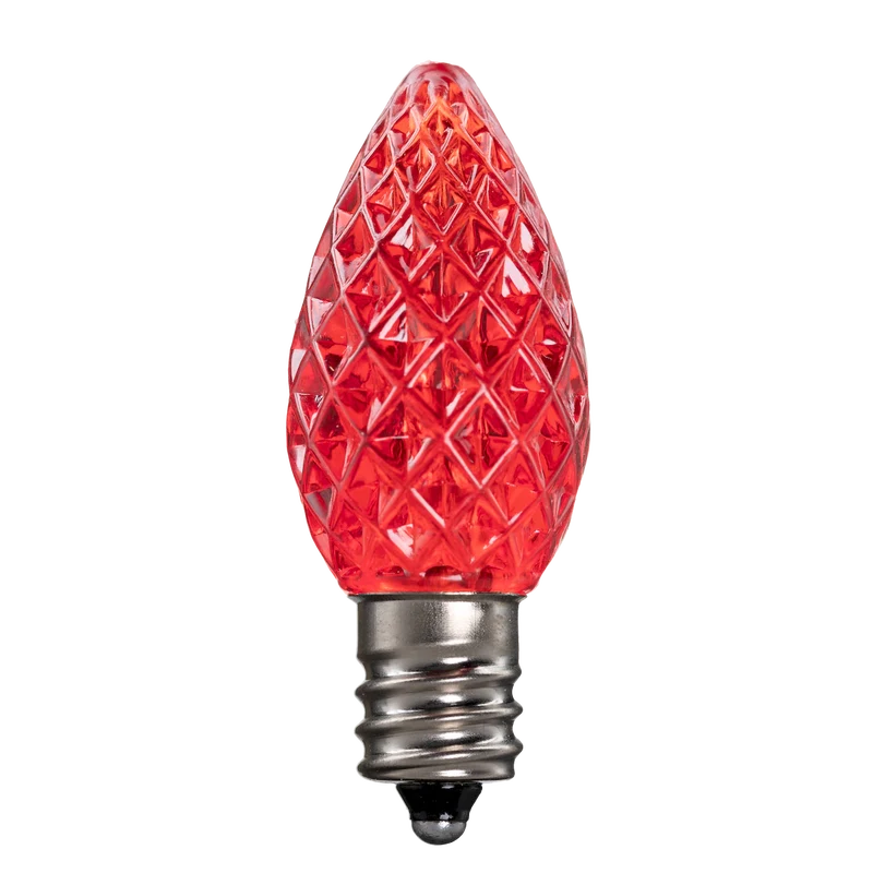 Dimmable C7 Faceted Bulb Red Box of 25
