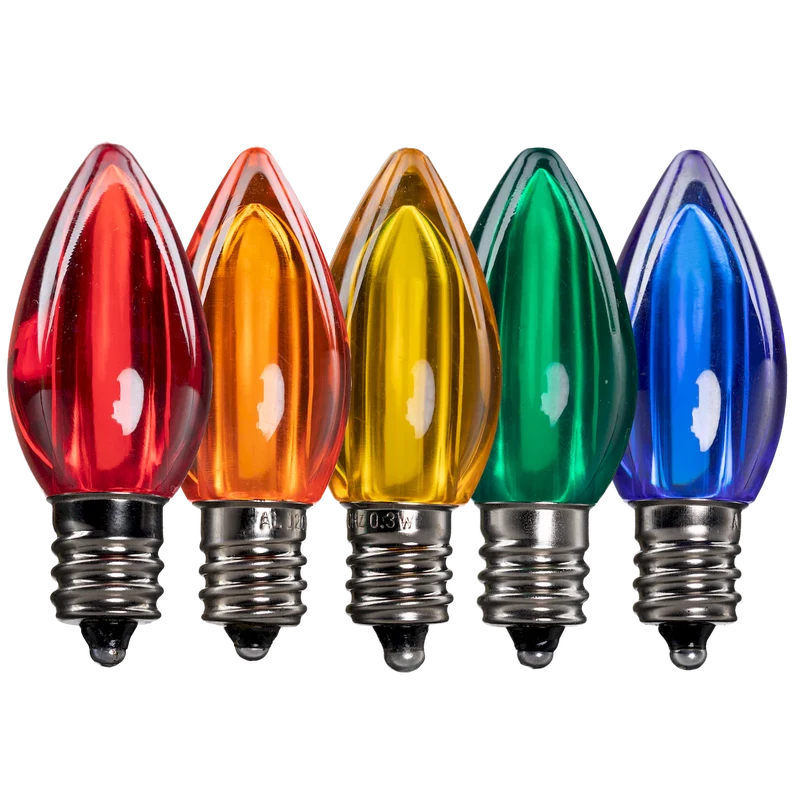 Dimmable C7 Clear Blub Multiple Colors Box of 25