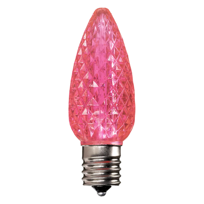 Dimmable C9 Faceted Bulb Light Pink Box of 25